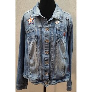 Houston Astros Adult Plus Size 1X Denim  Baseball Jean Jacket MLB Original B18